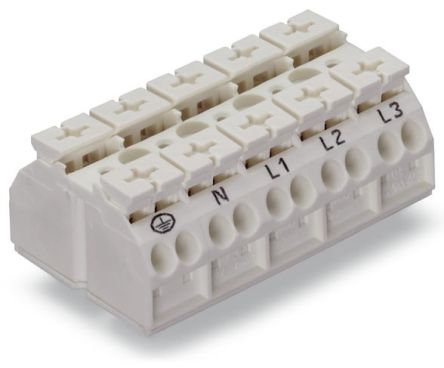 WAGO 862 Series Terminal Strip, 5-Way, 12AWG, 20 AWG Wire, 32A Cage Clamp