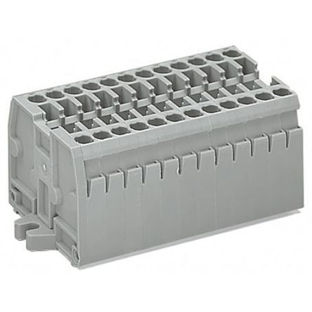 WAGO 869-106 869 Series Terminal Strip Grey, 2.5mm², 1-Level, Cage Clamp