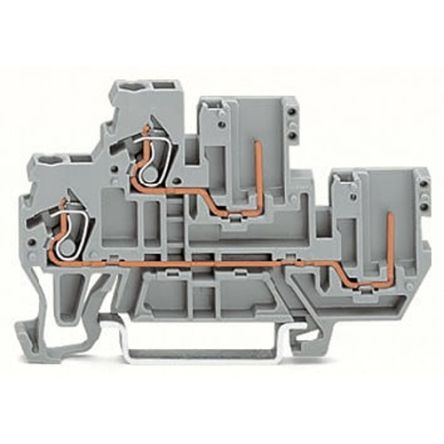 WAGO 870-102 870 Series Terminal Block Grey, 2.5mm², 2-Level, Cage Clamp