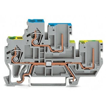 WAGO 870-117 870 Series Terminal Block Grey, 2.5mm², 2-Level, Cage Clamp