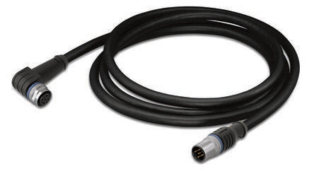 WAGO Female 3 way M12, Right Angle to Male 3 way M12, Straight Actuator/Sensor Cable, 2 m
