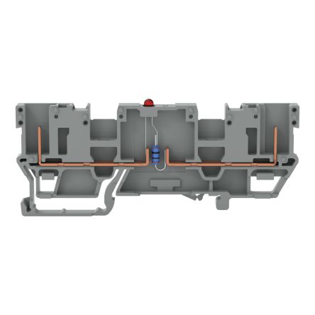 WAGO 769-209/281-413 769 Series Carrier Terminal Block Grey, 1-Level, Wire, CSA