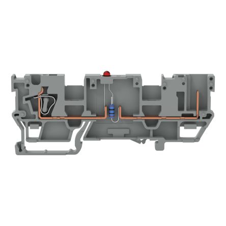WAGO 769-219/281-413 769 Series Carrier Terminal Block Grey, 4mm², 1-Level, Cage Clamp, CSA