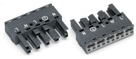 WAGO 770 Series Cable Socket Female Cage Clamp, 5-Pole, 25A, 2-Way, IP20
