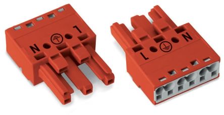 WAGO 770 Series Cable Socket Female Cage Clamp, 3-Pole, 25A, 2-Way, IP20
