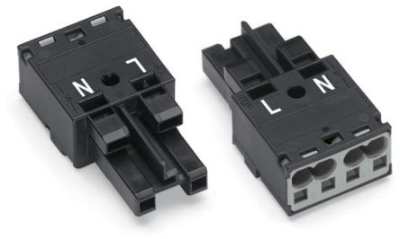 WAGO 770 Series Cable Socket Female Cage Clamp, 2-Pole, 25A, 2-Way, IP20