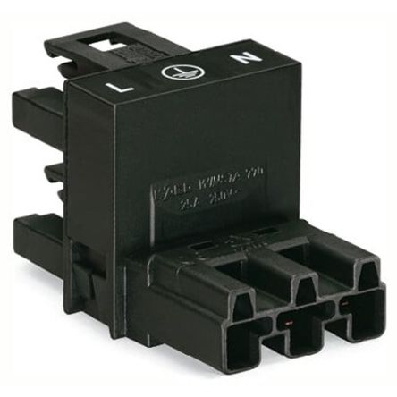 WAGO 770 Series Cable Distribution Connector Female/Male Cage Clamp, 3-Pole, 25A, 5-Way, IP20