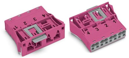 WAGO 770 Series Snap-in Plug Male Cage Clamp, 4-Pole, 25A, 3-Way, IP20