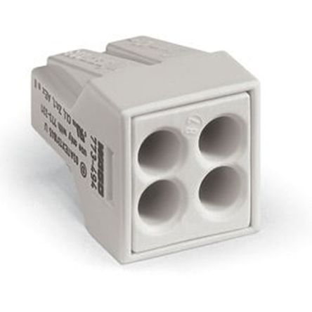 WAGO 773 Series Junction Box Connector, 4-Way, 14AWG, 18 AWG Wire, 24A Push-in