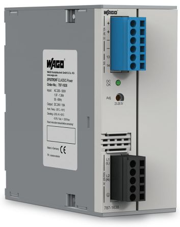 WAGO 787 Switched Mode Power Supply DIN Rail Power Supply 550V ac AC Input 24V dc, 10 A Output DC 240 W