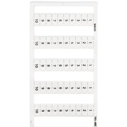WAGO Numbers Marker Card for use with Terminal Block
