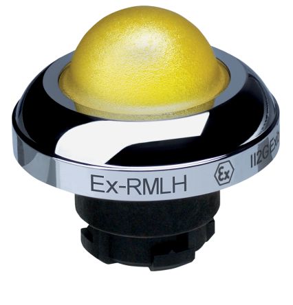 Schmersal EX-RMLH Series Yellow Momentary Push Button Head, 22.3 mm Cutout, IECEx