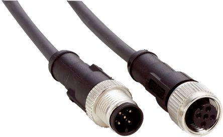 SICK Female 5 way M12, Straight to Male 4 way M12, Straight Connector Cable, 5 m