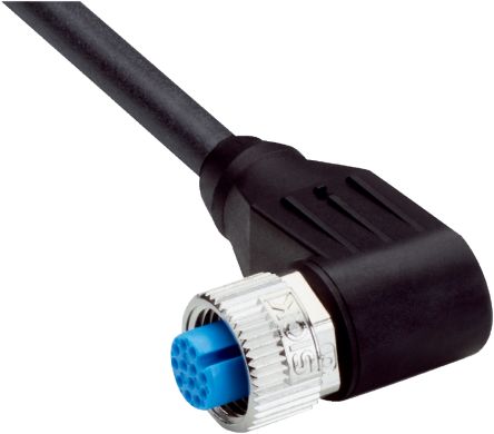 SICK Female 12 way M12, Right Angle to Male 3 way M8 Connector Cable, 5 m
