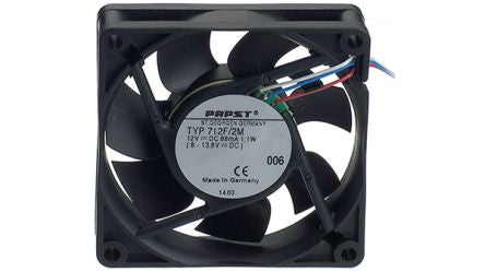 ebm-papst Axial Fan, 12V dc, 43 m³/h, 1.7 W, 140 mA Max 70 mm 70mm 15 mm
