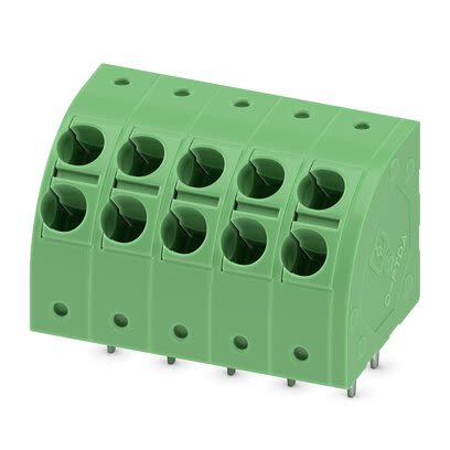 Phoenix Contact 0, 5/5-5, PTDA 2 Series 45° Wave Soldering Mount PCB Terminal Block, 10 Contact(s), 2.5 mm Pitch, 2 Row