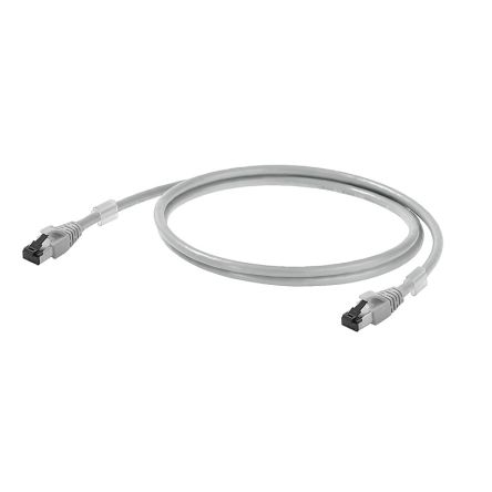 Weidmüller IE, 200 mm Cat6a Patch cable, Grey, Copper Braid Screened Low Smoke Zero Halogen Sheath
