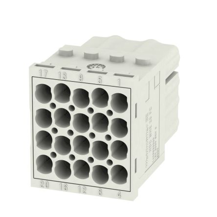 Weidmüller Heavy Duty Power Connector Insert, 6A, ModuPlug Series Female, 20 Contacts