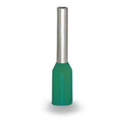 WAGO, 216 Insulated Ferrule, 10 mm Pin Length, 2.5 mm Pin Diameter, Turquoise to 22 AWG Wire Size