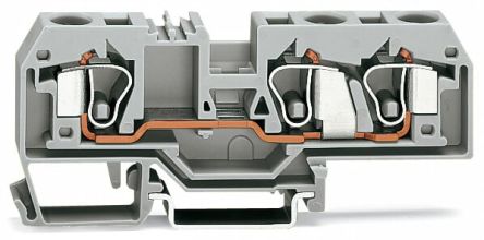 WAGO 284-681-1 284 Series Terminal Block Grey, 10mm², 3-Level, Cage Clamp