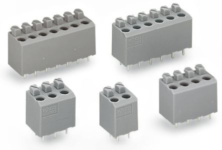 WAGO 735 Series PCB Terminal Block, 2-Contact, 5 mm Pitch, 1 Row, 735-302-1