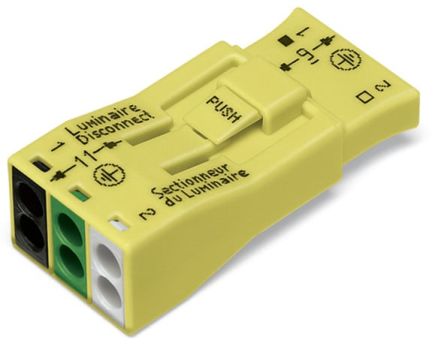 WAGO, 873 Connector, Yellow, Insulated, Copper 16 AWG
