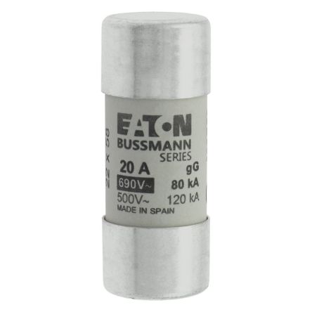 Eaton 20A Ceramic Cartridge Fuse, 22 x 58 mm