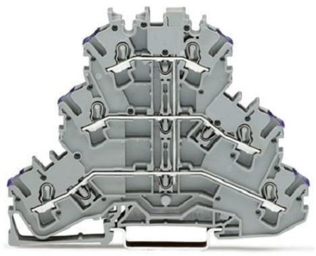 WAGO 2002-3208 Feed Through Terminal Block Grey, 2.5mm², 3-Level, Clamp, IECEx, ATEX