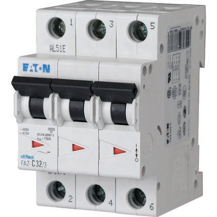 Eaton xEffect xEffect Miniature Circuit Breaker, 3-Pole, 63A, Type C, 415V ac AC, 10 kA Breaking Capacity