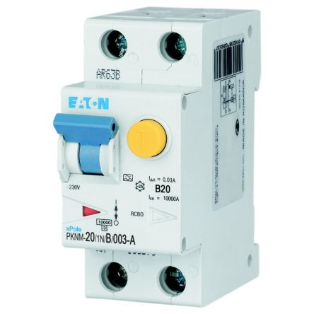 Eaton PKNM Series Residual Current Circuit Breaker, 20A, 2-Pole, 30 mA, Type B, 10 kA 230V ac