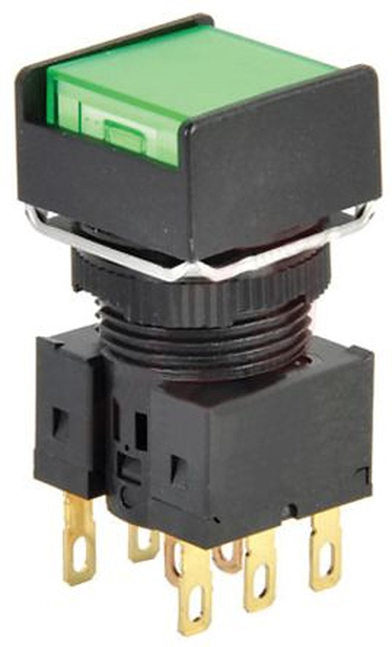 Omron A16 Series Illuminated Push Button Switch, Alternate, Momentary, Panel, 16 mm Cutout, DPDT, IP65, 30 V dc 250 V ac