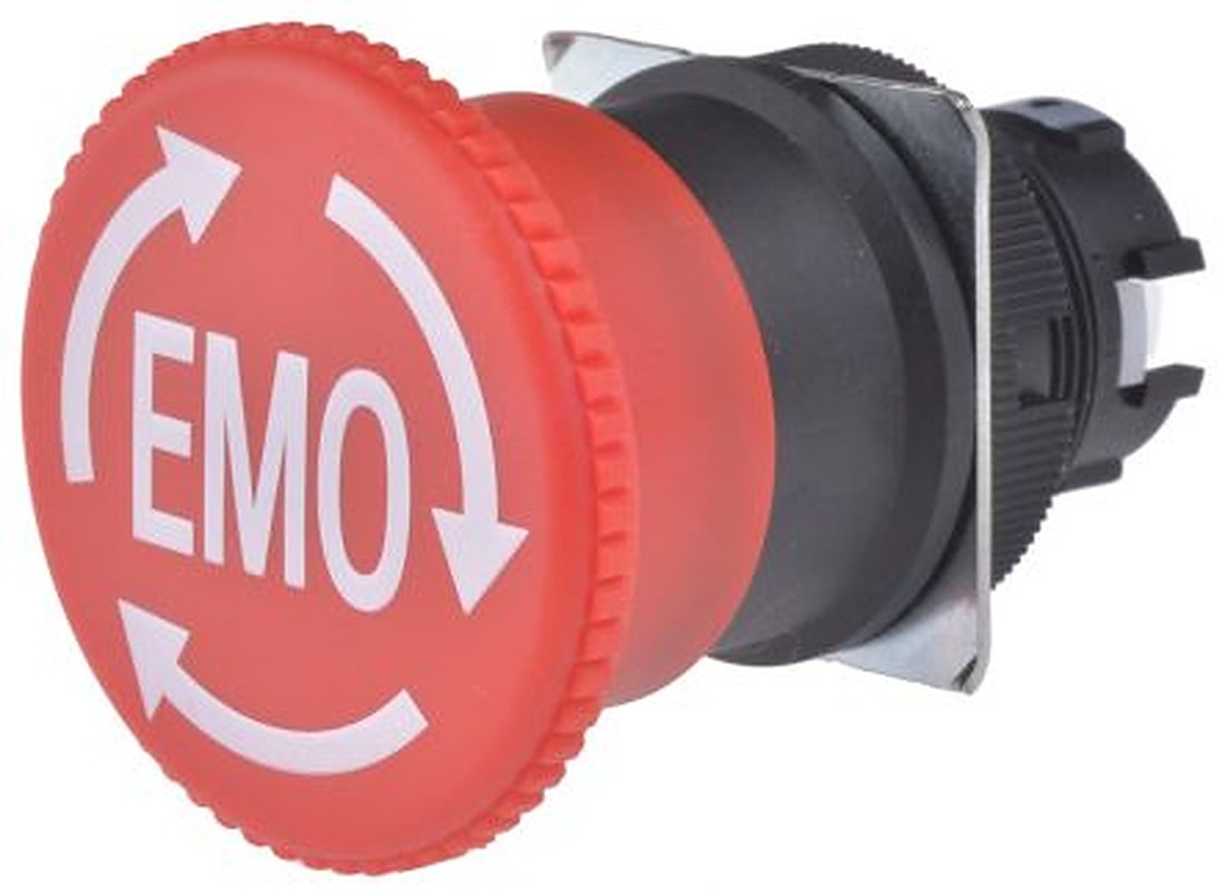 Omron A22E Series Turn Reset Emergency Stop Push Button, Panel Mount, 22 mm Cutout, 2 NC, IP65