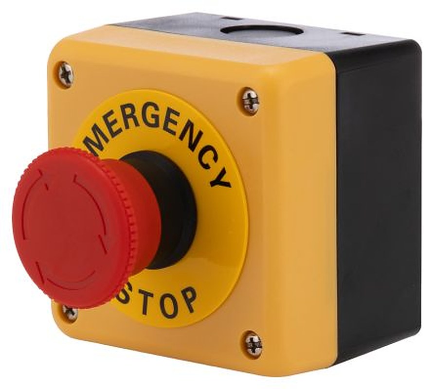 Omron Push Button Control Station - 1 NC, Red, Emergency Stop, IP65