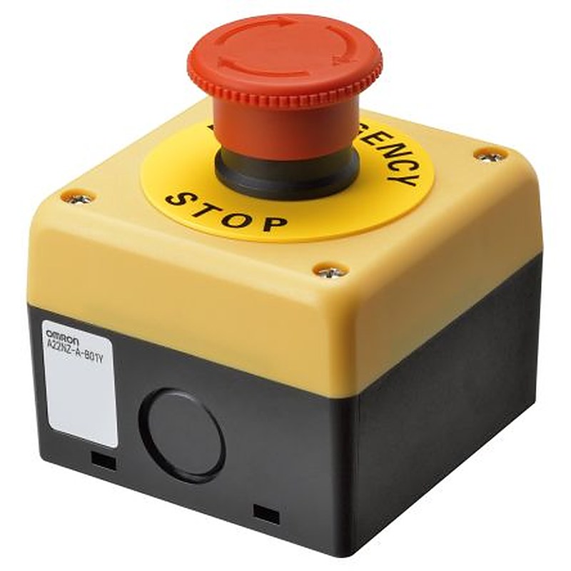 Omron A22NE-P Series Twist Release Emergency Stop Push Button, Surface Mount, 22 mm Cutout, 2 NC, IP65