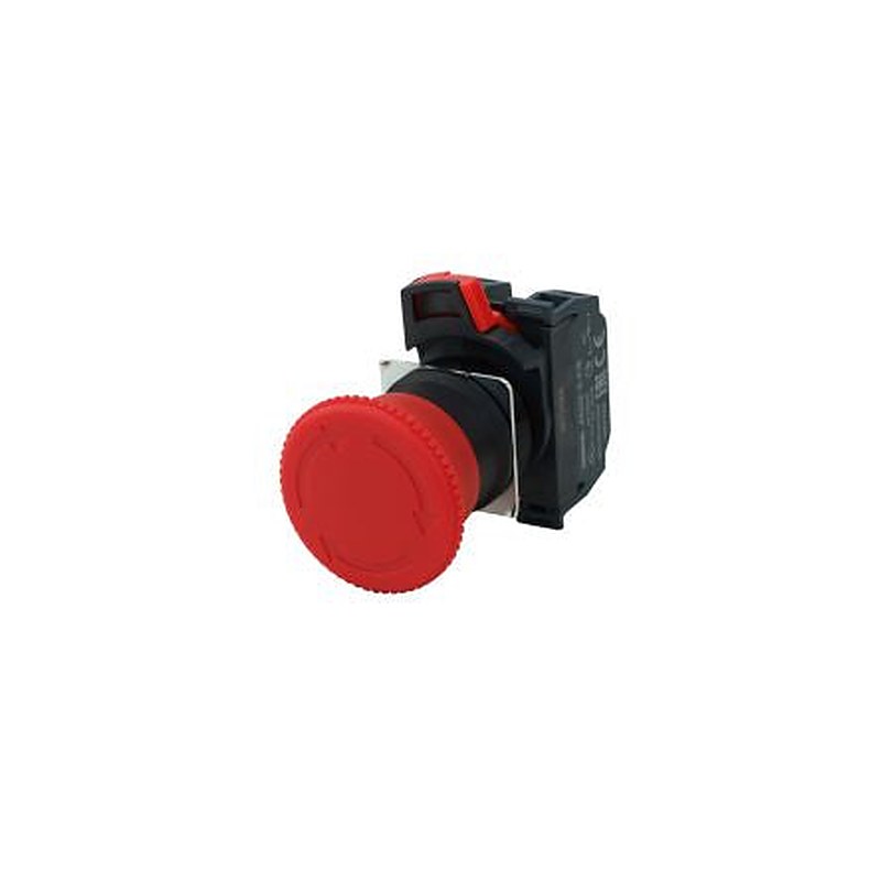 Omron A22NE-P Series Turn Reset Emergency Stop Push Button, Panel Mount, 22 mm Cutout, 2 NC, IP65