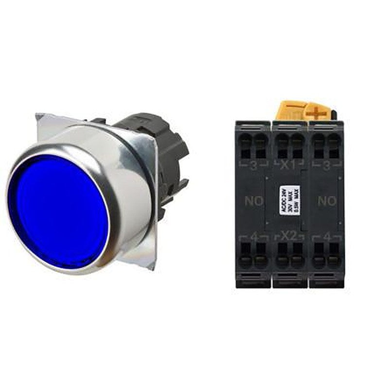 Omron A22N Series Illuminated Push Button Complete Unit, Panel Mount, 22 mm Cutout, DPST, IP66
