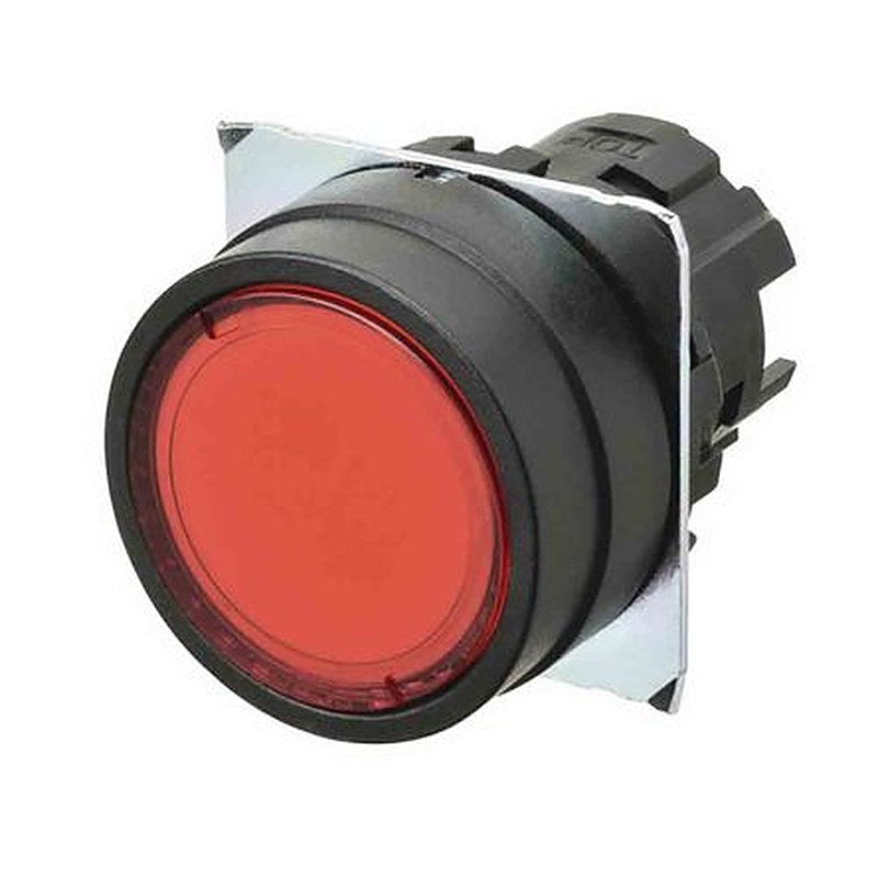 Omron A22NZ Series Illuminated Push Button Switch, Momentary, Panel, 22 mm Cutout, SPST, Red LED, IP66, 30 V dc 24 V ac