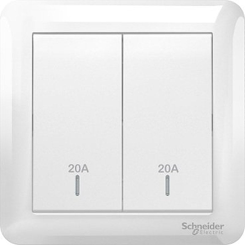 20A 250V 2 Gang 1 Way Double Pole Switch, White (20A 250V 2 Gang 1 Way Double Pole Switch White) is a Schneider Electric product. Designed for reliable performance and long service life. Available across Iraq — contact us for pricing and delivery options.