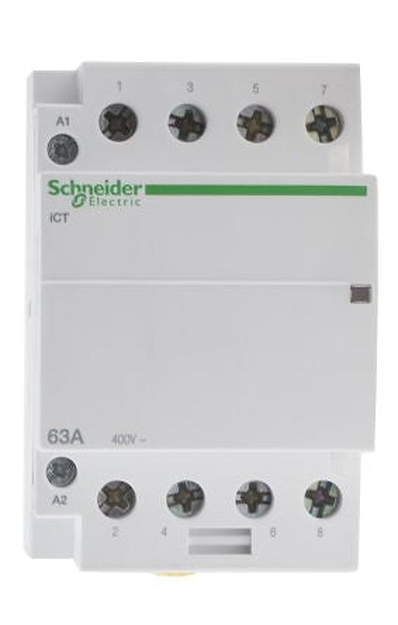 Schneider Electric Acti9 iCT Contactor, 24V ac Coil, 4-Pole, 63 A, 2.1 W 24V ac, 4 NO, 400V ac