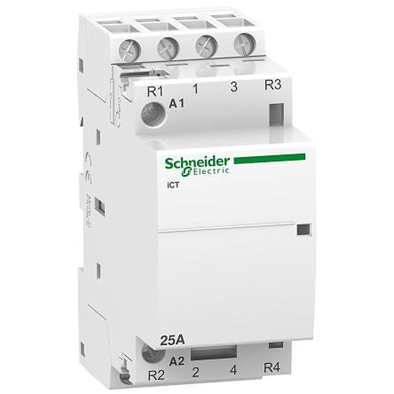 Schneider Electric Acti9 iCT Contactor, 230V ac Coil, 4-Pole, 25 A, 1.3 W 240V, 2 NO/2 NC, 400V ac