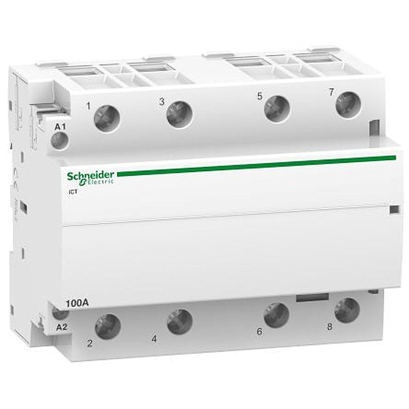 Schneider Electric ICT Contactor, 230V ac Coil, 4-Pole, 100 A, 2.1 W 240V ac, 4 NO, 400V ac