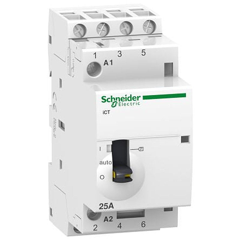 Schneider Electric Acti9 iCT Contactor, 230V ac Coil, 4-Pole, 25 A, 1.6 W 240V, 4 NO, 400V ac