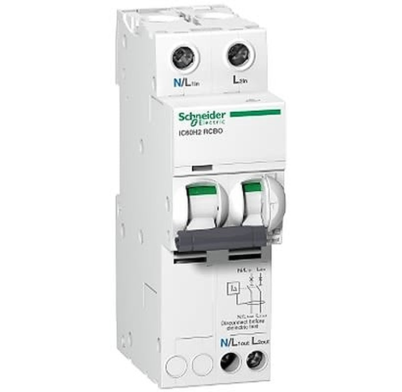 Schneider Electric Residual Current Circuit Breaker with Overload Protection, 16A Current Rating, 1-Pole, 16000 mA Trip