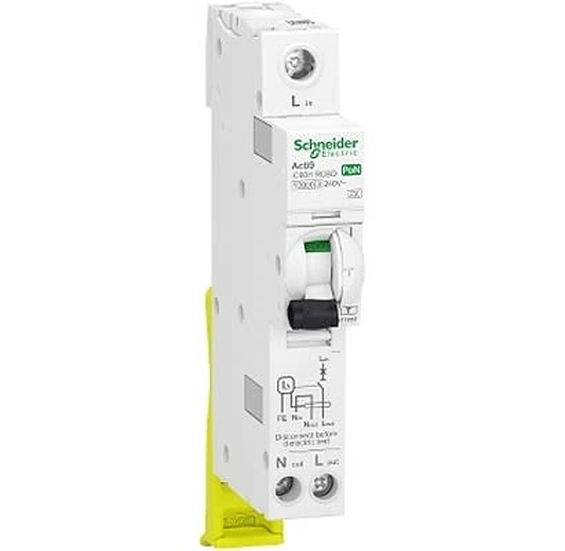 Schneider Electric Residual Current Circuit Breaker with Overload Protection, 45A Current Rating, 1-Pole, 45000 mA Trip