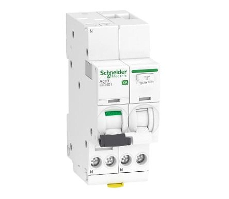 Schneider Electric Residual Current Circuit Breaker with Overload Protection, 20A Current Rating, 1-Pole, 30 mA Trip