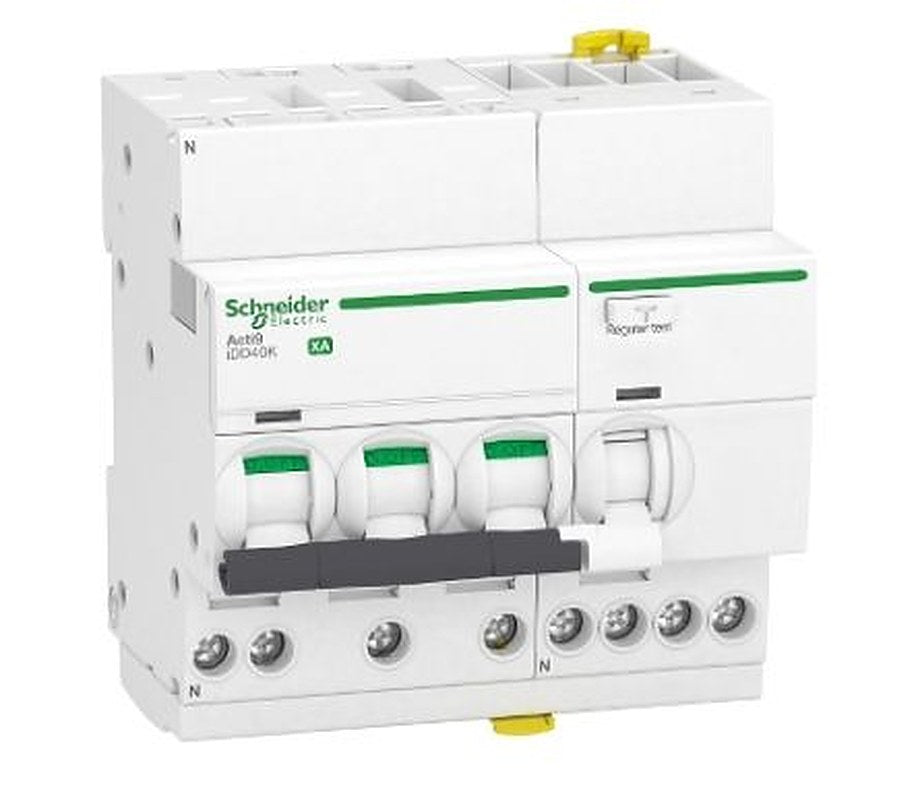 Schneider Electric Residual Current Circuit Breaker with Overload Protection, 16A Current Rating, 3-Pole, 300 mA Trip