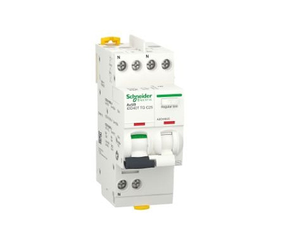 Schneider Electric Residual Current Circuit Breaker with Overload Protection, 25A Current Rating, 1-Pole, 300 mA Trip