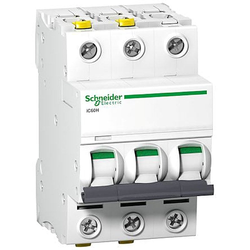 Schneider Electric Acti9 A9F0 Miniature Circuit Breaker, 3-Pole, 13A, Type C, 440V ac AC, 180 V dc DC, 42 kA Breaking