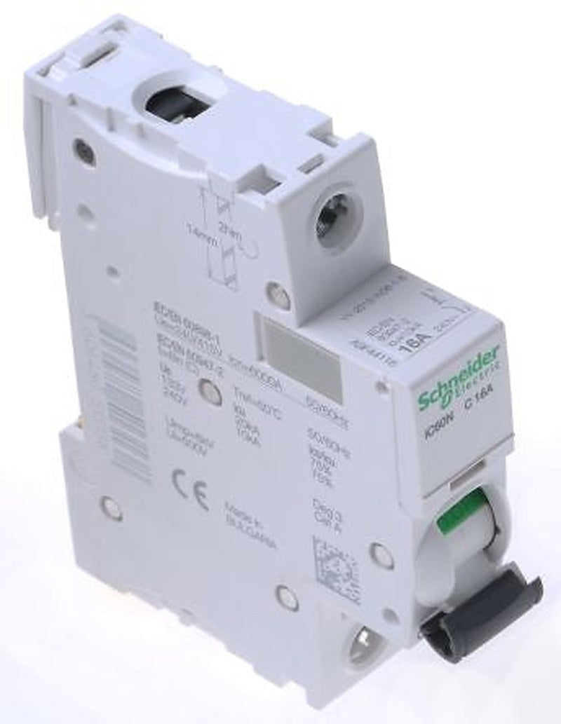 Schneider Electric Acti9 IC60N Miniature Circuit Breaker, 1-Pole, 16A, Type C, 240V ac AC, 72 V dc DC, 6 kA Breaking