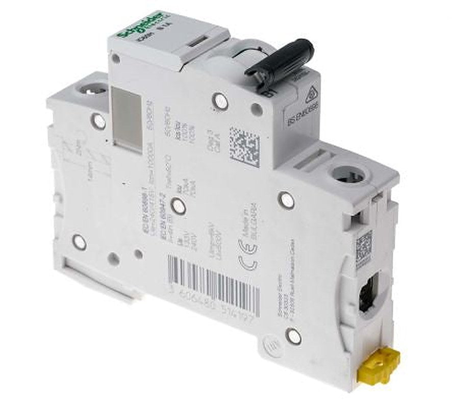 Schneider Electric Acti9 iC60H Miniature Circuit Breaker, 1-Pole, 1A, Type B, 240V ac AC, 48 V dc DC, 10 kA Breaking